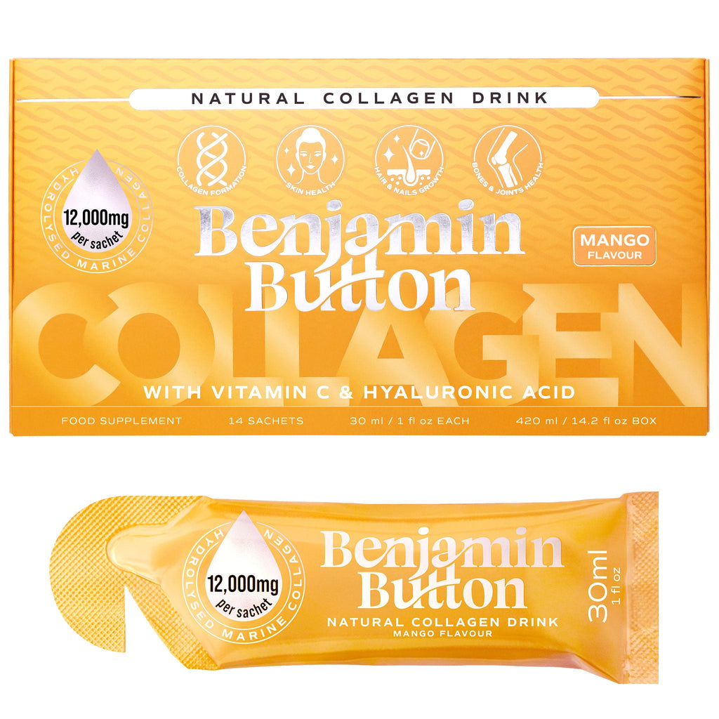 Benjamin Button 12,000mg Marine Collagen Drink - Mango Liquid Sachets